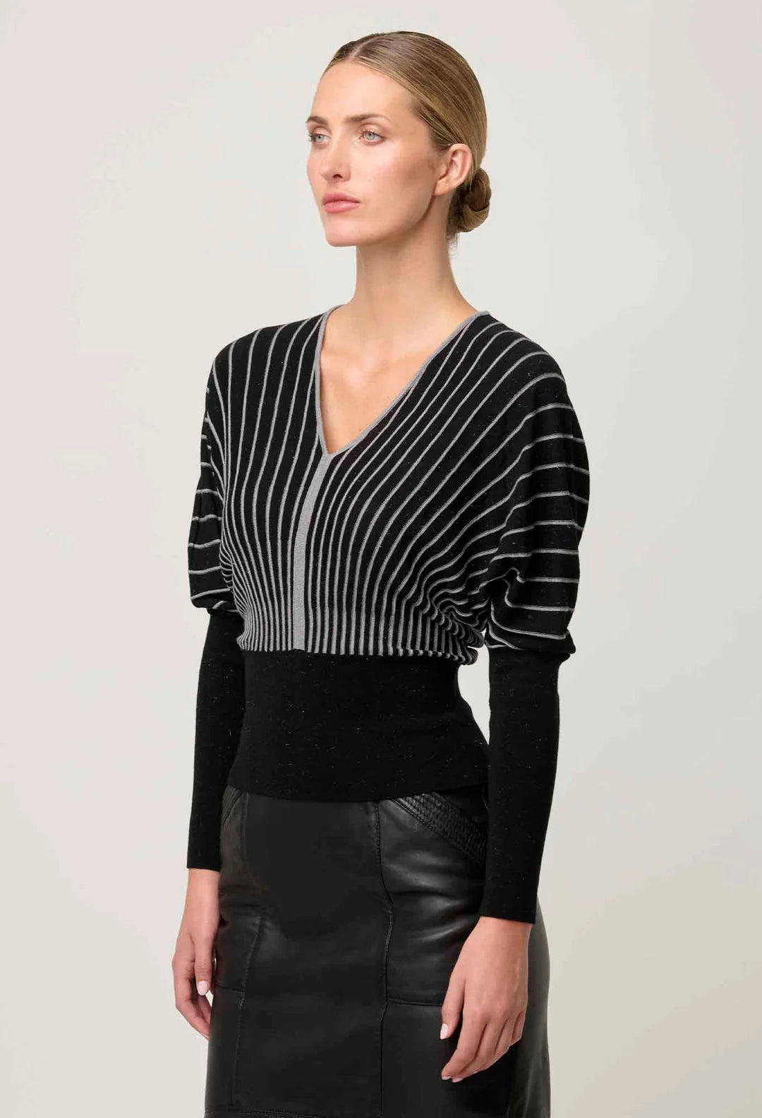 FRANCINE METALLIC BLEND STRIPE KNIT TOP