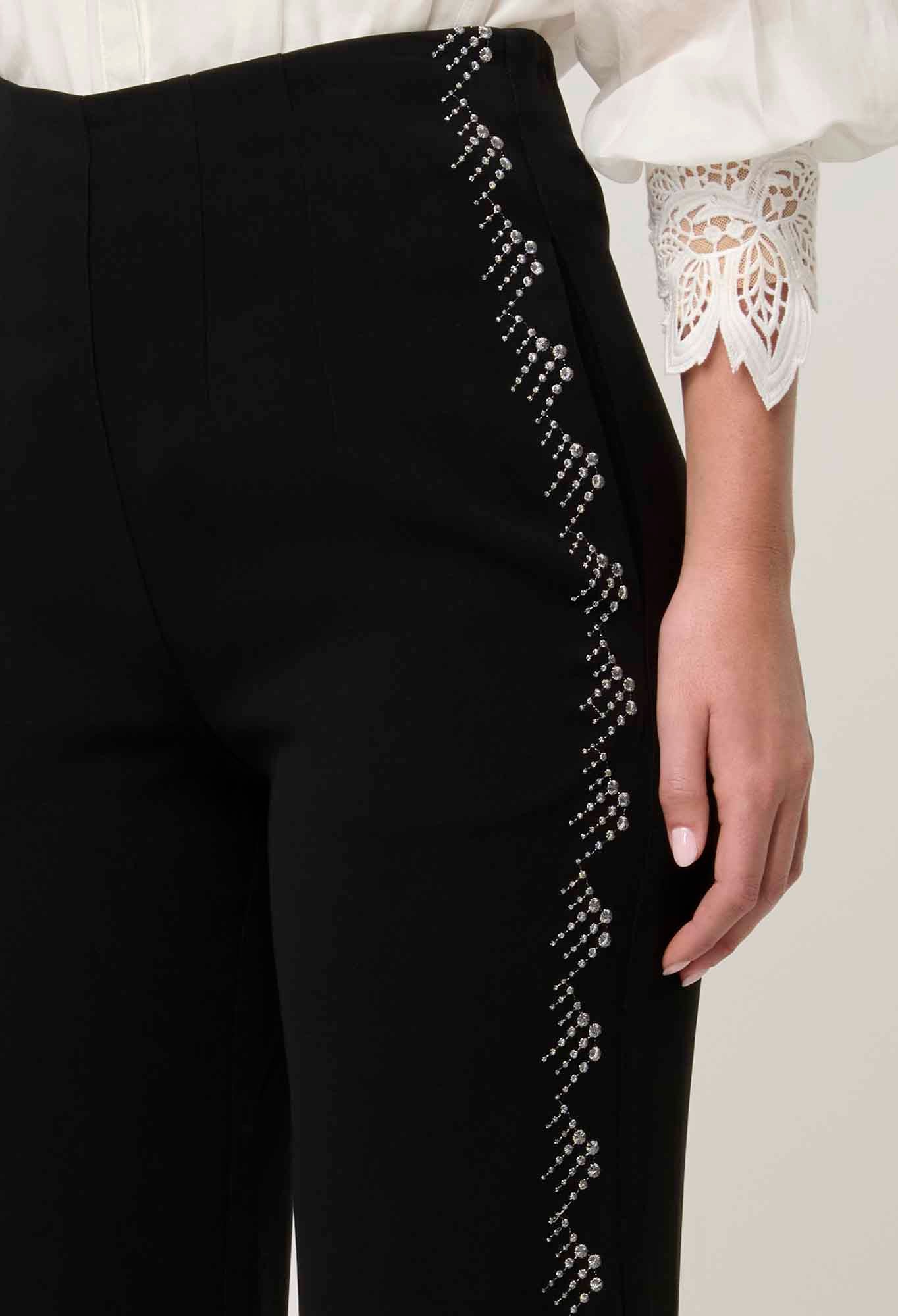 ELVIRA EMBROIDERED CREPE PANT