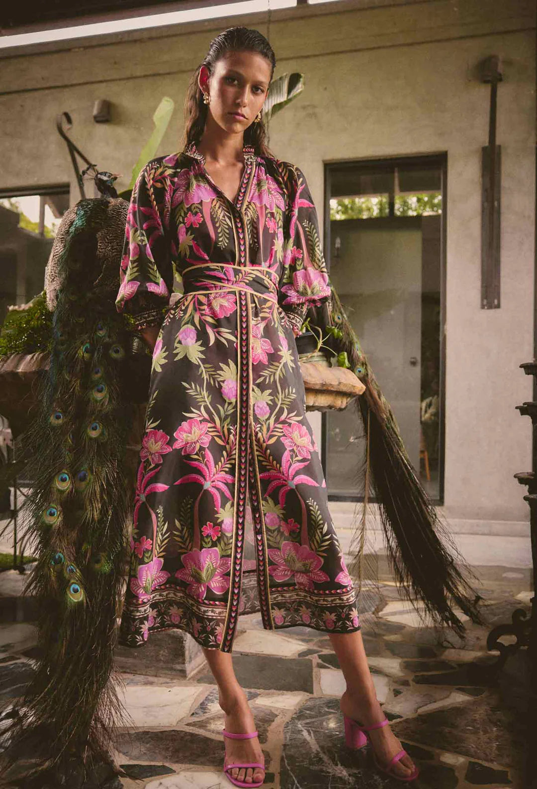 OW41905ANL-CARMEN SILK COTTON PLACEMENT PRINT MAXI DRESS-ANTHOS LOTUS