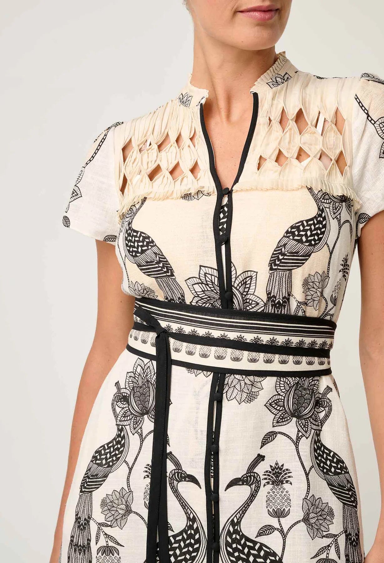 XANTHIA DIAMOND SMOCK YOKE DRESS - IMPERIAL STONE