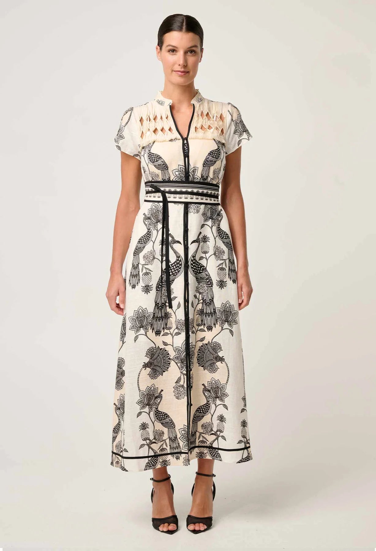 XANTHIA DIAMOND SMOCK YOKE DRESS - IMPERIAL STONE