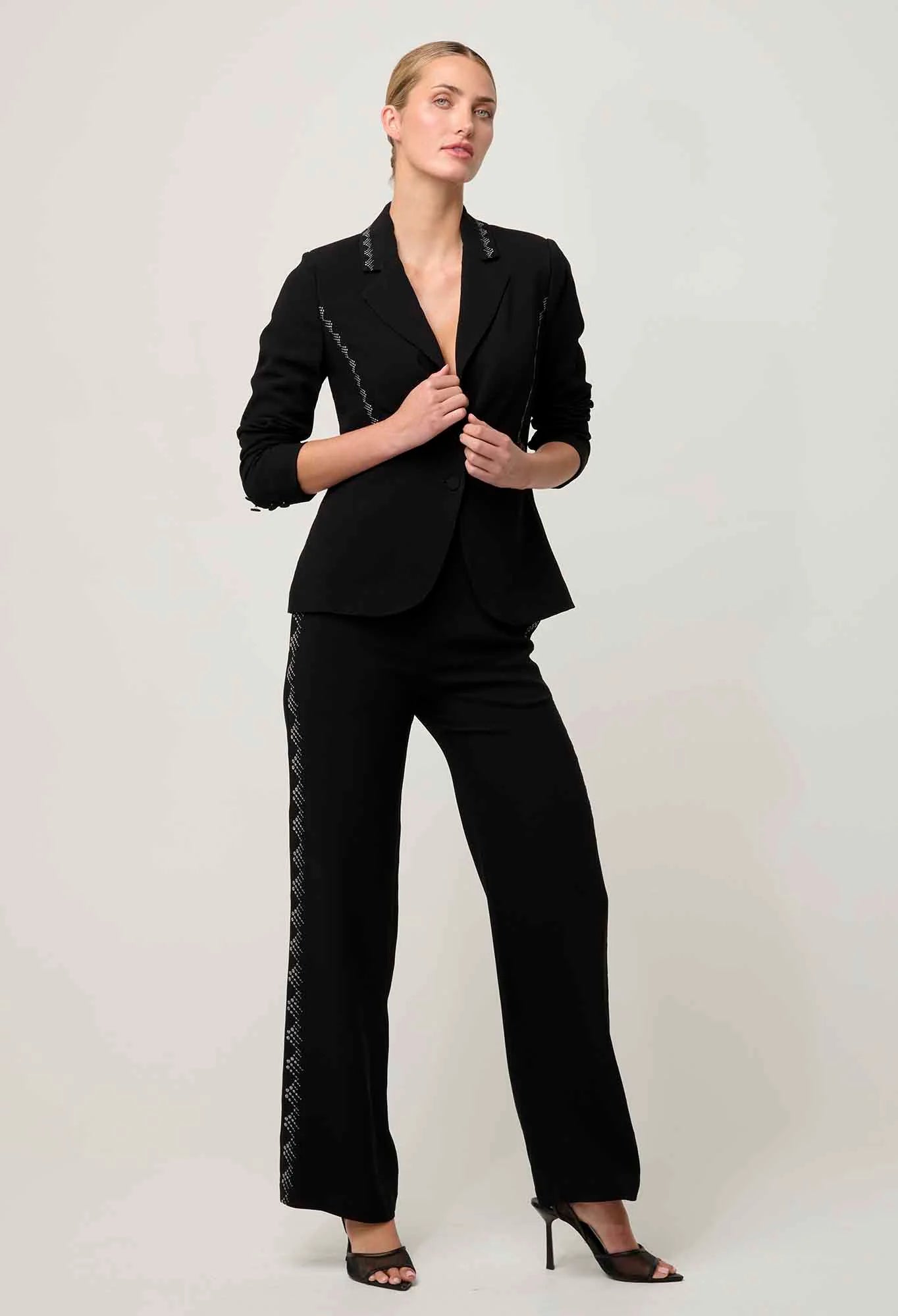 ELVIRA EMBROIDERED CREPE BLAZER