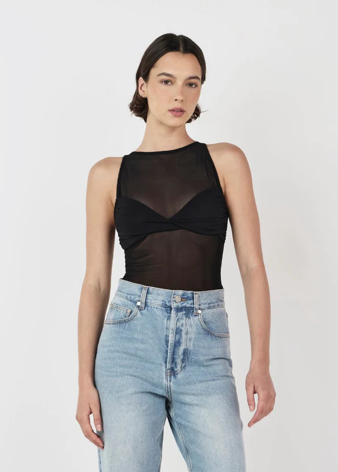 HALSEY MESH TOP-BLACK