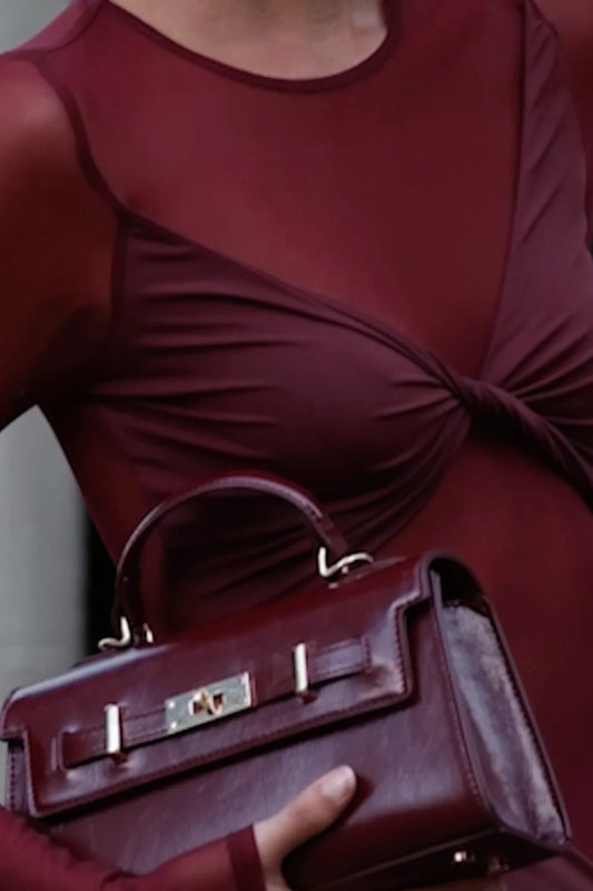 AUGUSTE LS MESH JERSEY MAXI- BORDEAUX