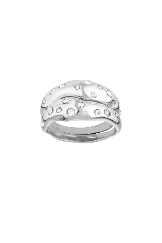 MALI RING SET - WHITE GOLD/CLEAR