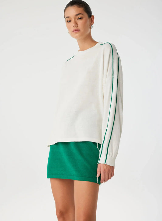 PIPPA LONG SLEEVE - CREAM & PALM GREEN