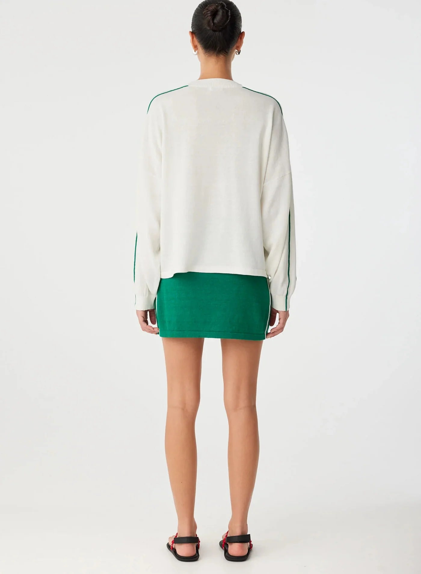 PIPPA LONG SLEEVE - CREAM & PALM GREEN