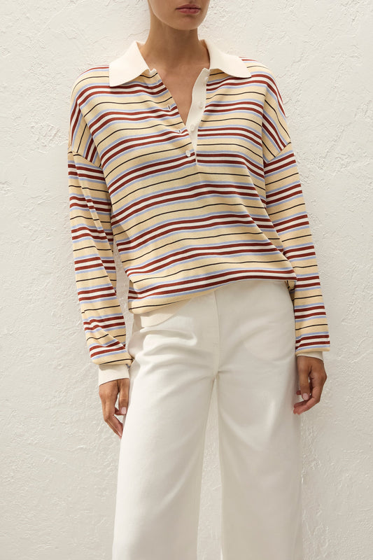 HARLOW OVERSIZED POLO-CILA STRIPE BUTTER