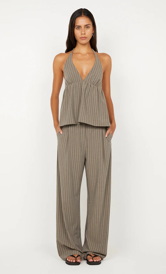JONNI HALTER TOP-CHARCOAL STRIPE