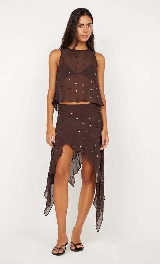 ARIELLE SHELL TOP-DARK CHOCOLATE