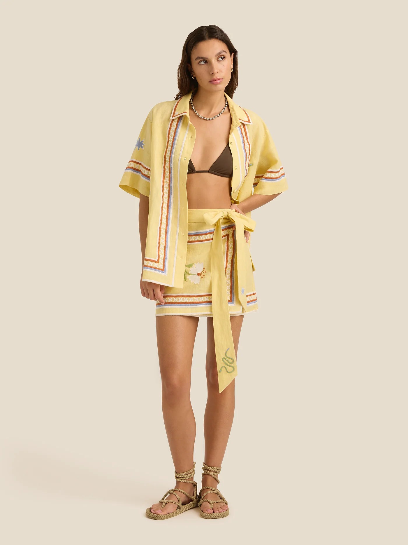 SKR-003--095- ZURI MINI SKIRT- CHARM EMBROIDERY