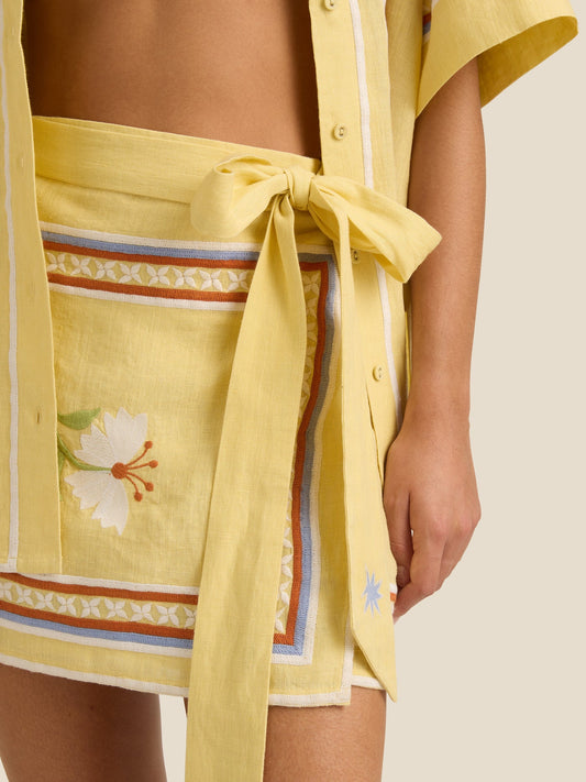 SKR-003--095- ZURI MINI SKIRT- CHARM EMBROIDERY