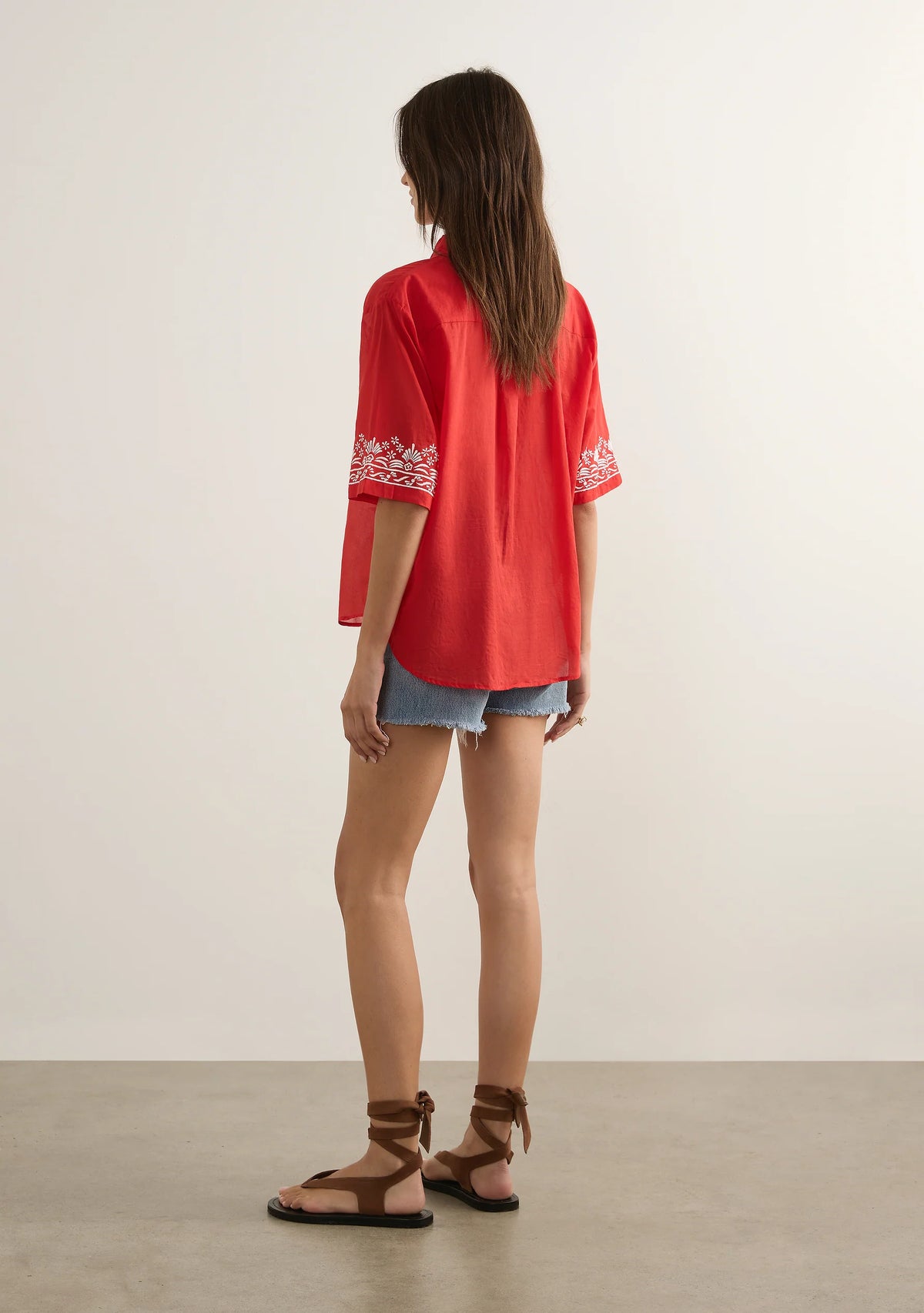 SARDINE EMBROIDED BLOUSE-RED (W-TP-26524)