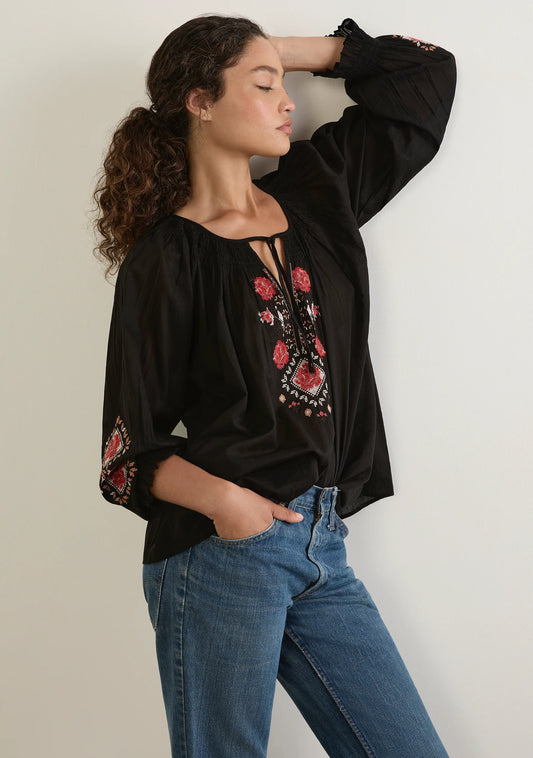 DEMI BLOUSE - BLACK W-TP-26390