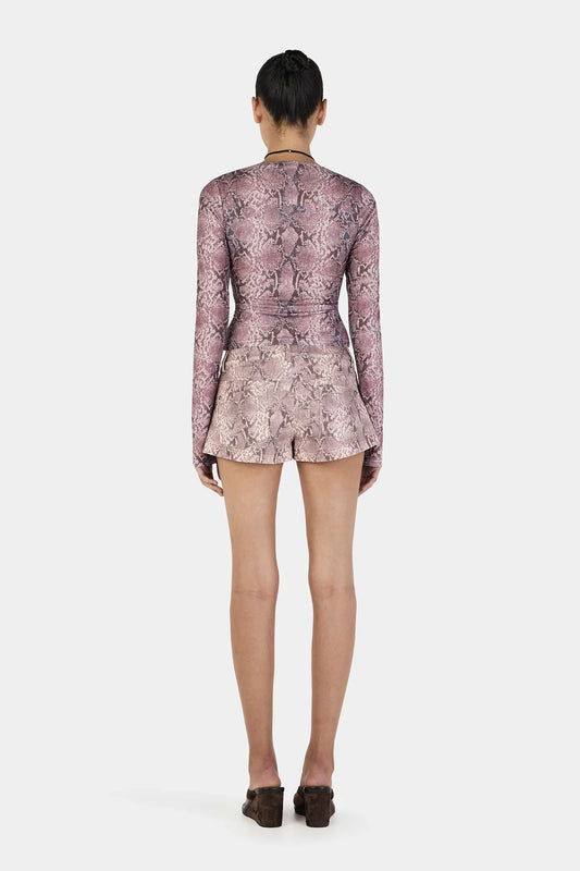SADE LONG SLEEVE TOP - MAUVE SNAKE