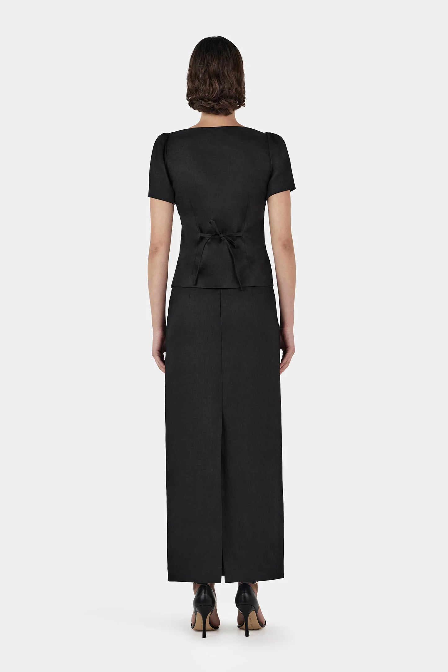 SELLAR LINEN TOP-BLACK