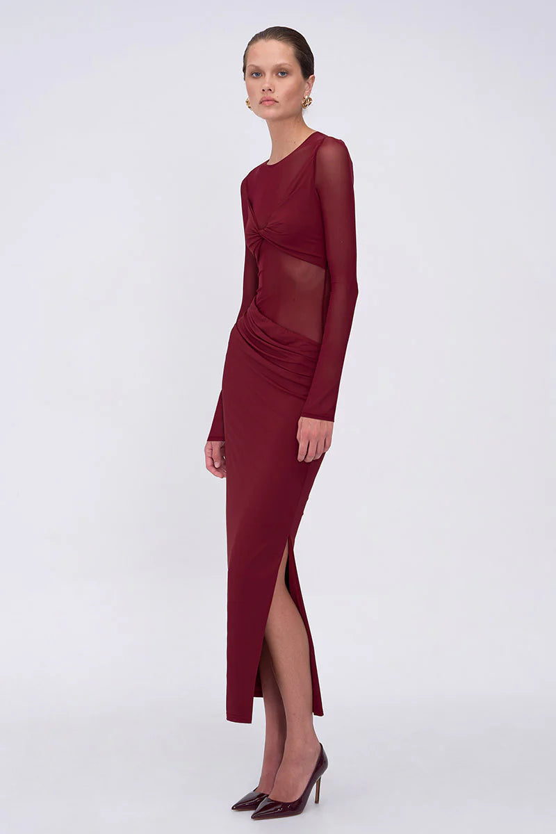AUGUSTE LS MESH JERSEY MAXI- BORDEAUX