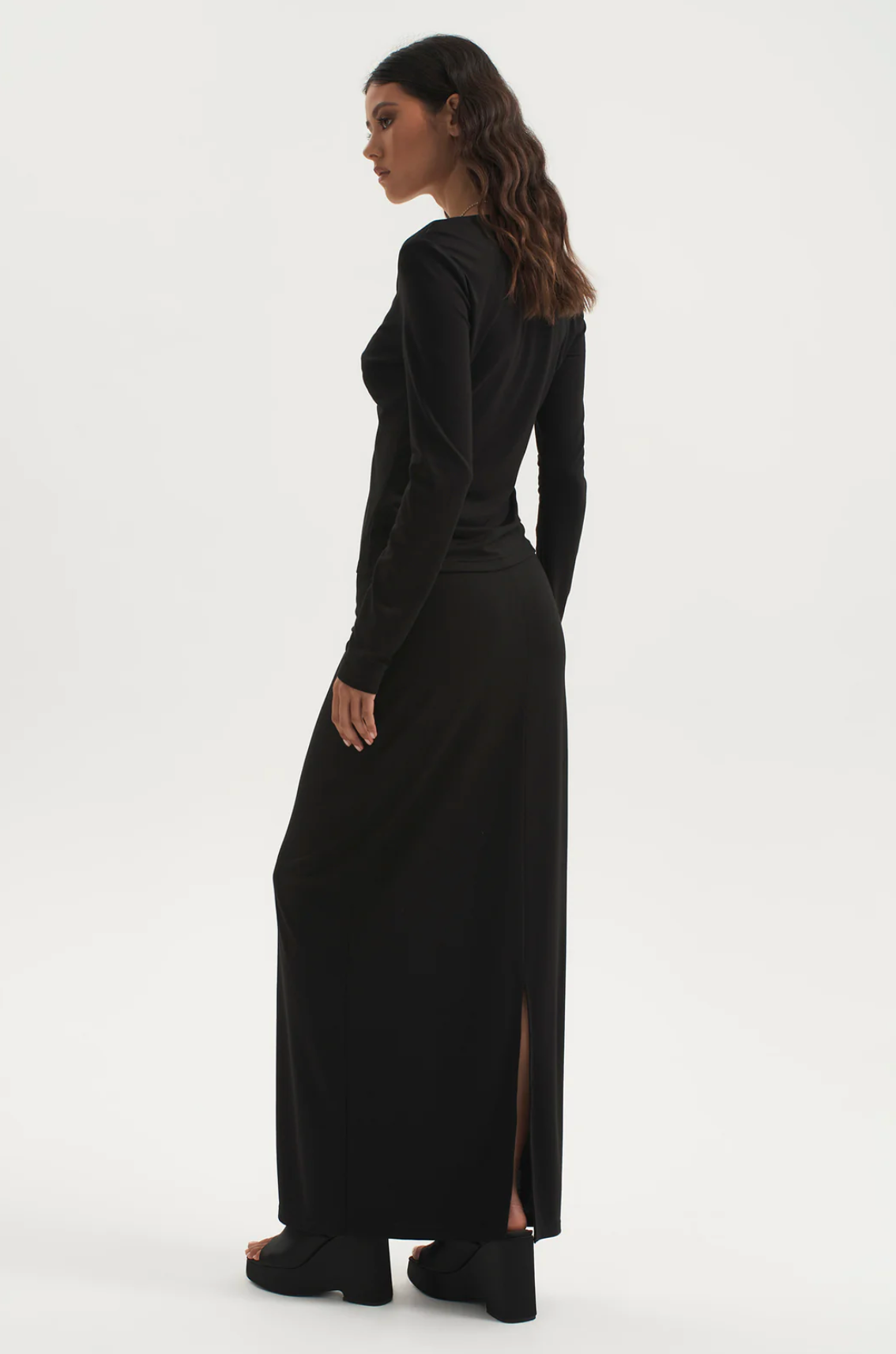 THEO JERSEY TWIST TOP - BLACK
