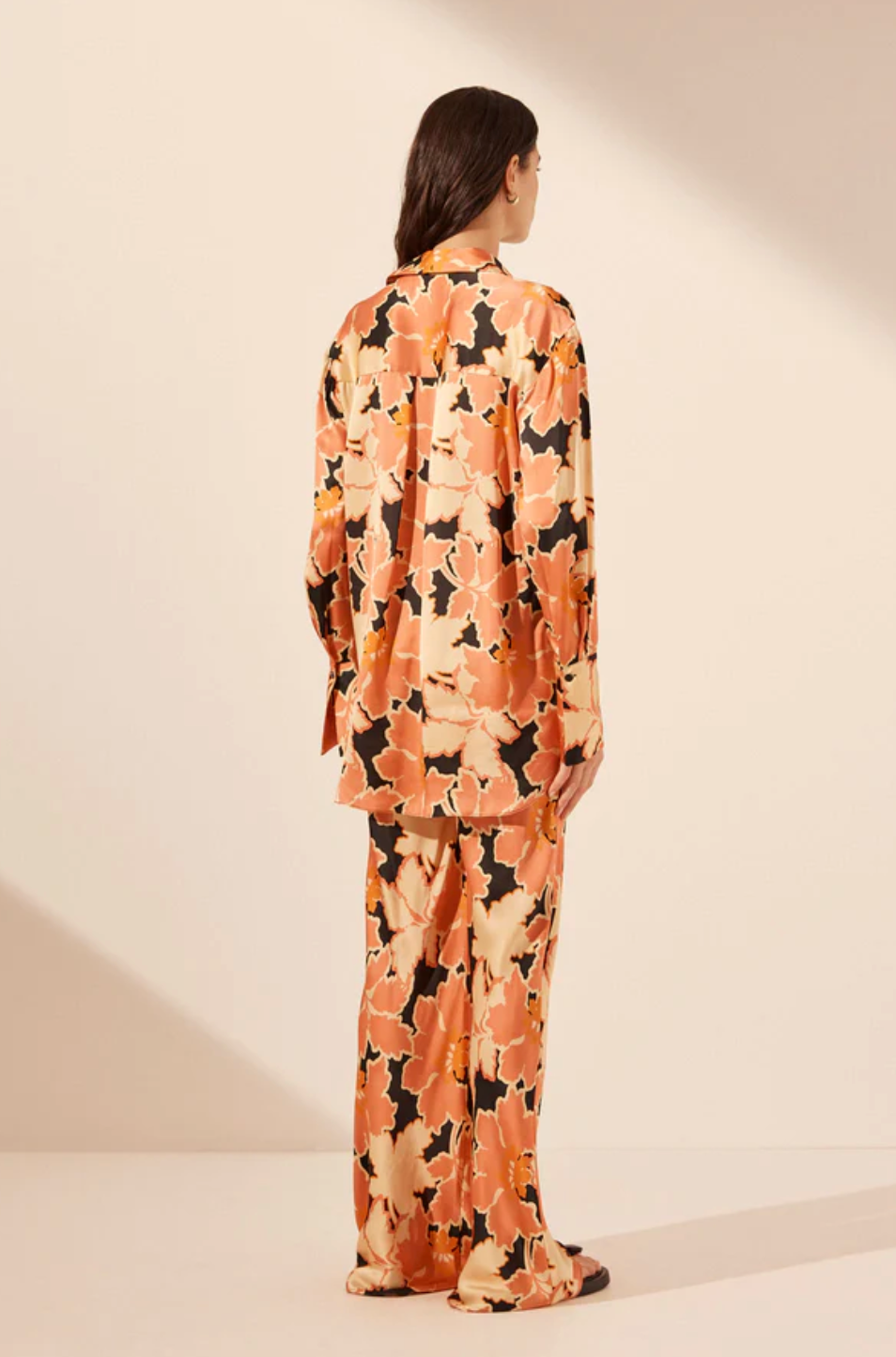 ROSA SILK BIAS CUT PANT - CORAL