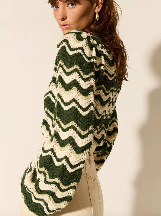 MARCELLA KNIT TOP- GREEN WAVE