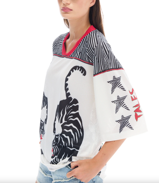 CROUCHING TIGER FOOTBALL JERSEY - WHITE