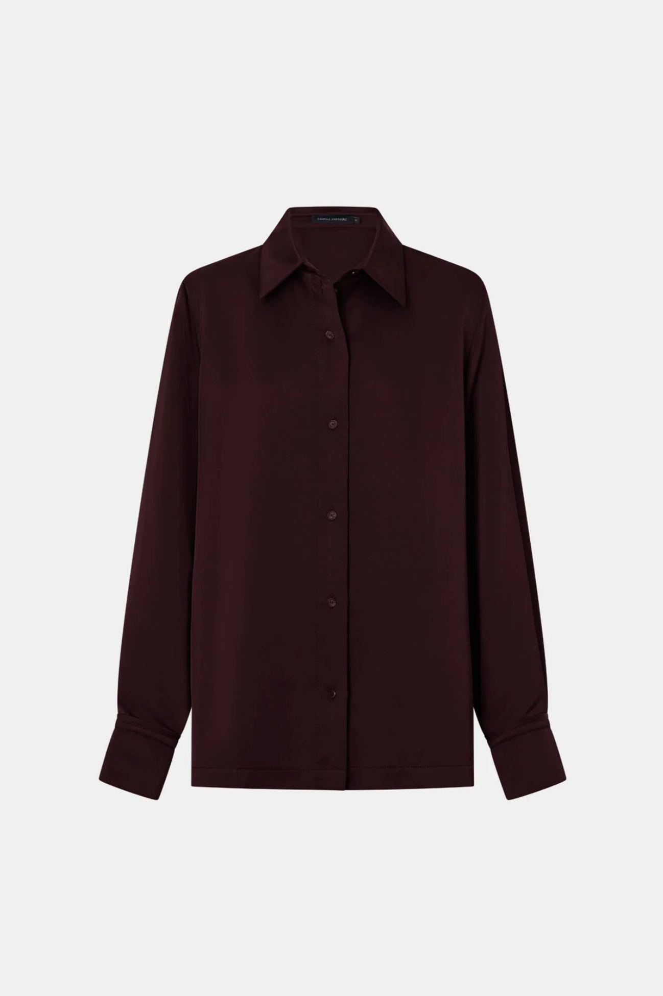 GROUND SATIN LONG SLEEVE SHIRT - BURGUNDY