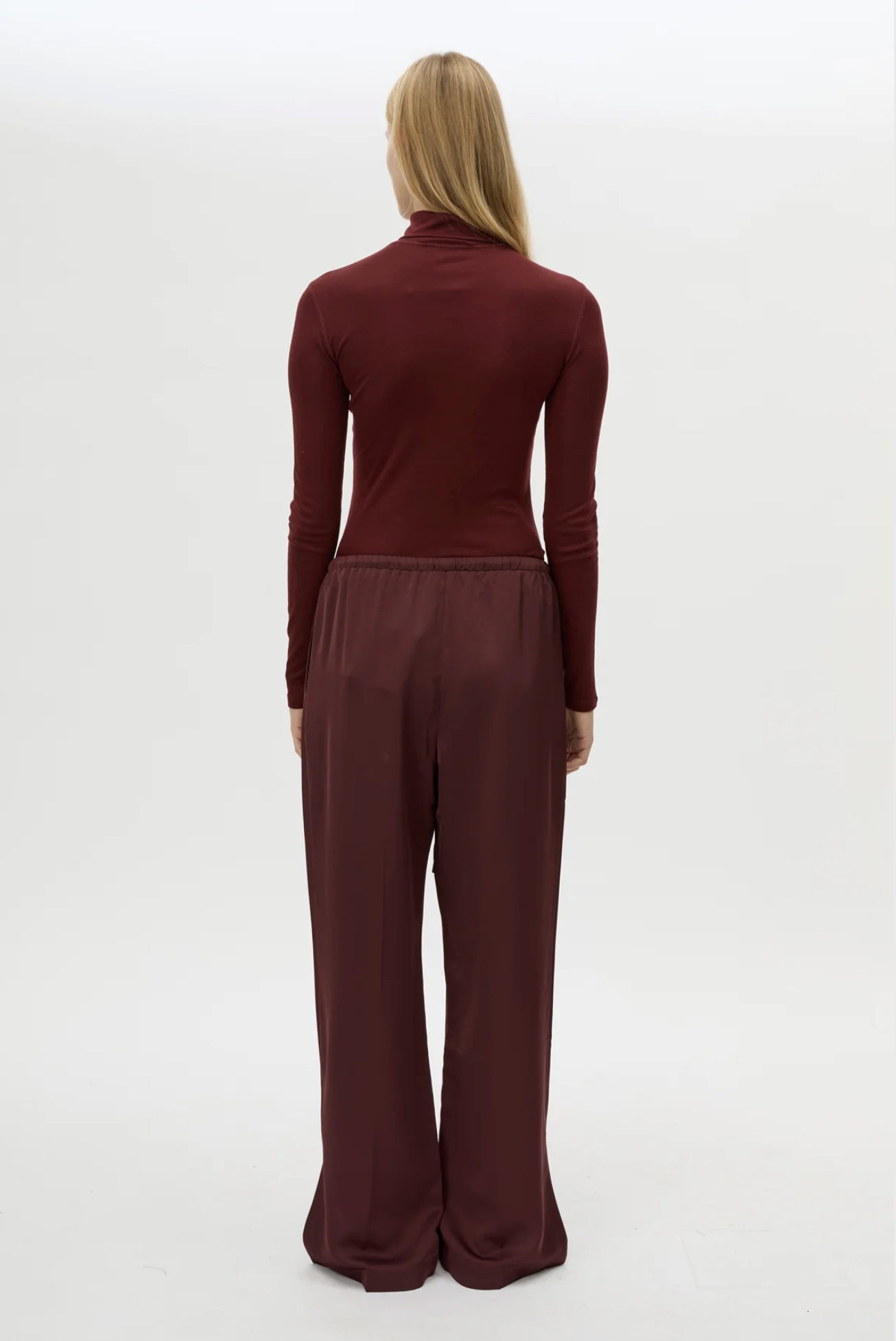 GROUND SATIN PANT - BURGUNDY
