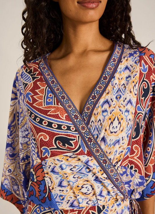 TALI MINI WRAP DRESS - AZURA