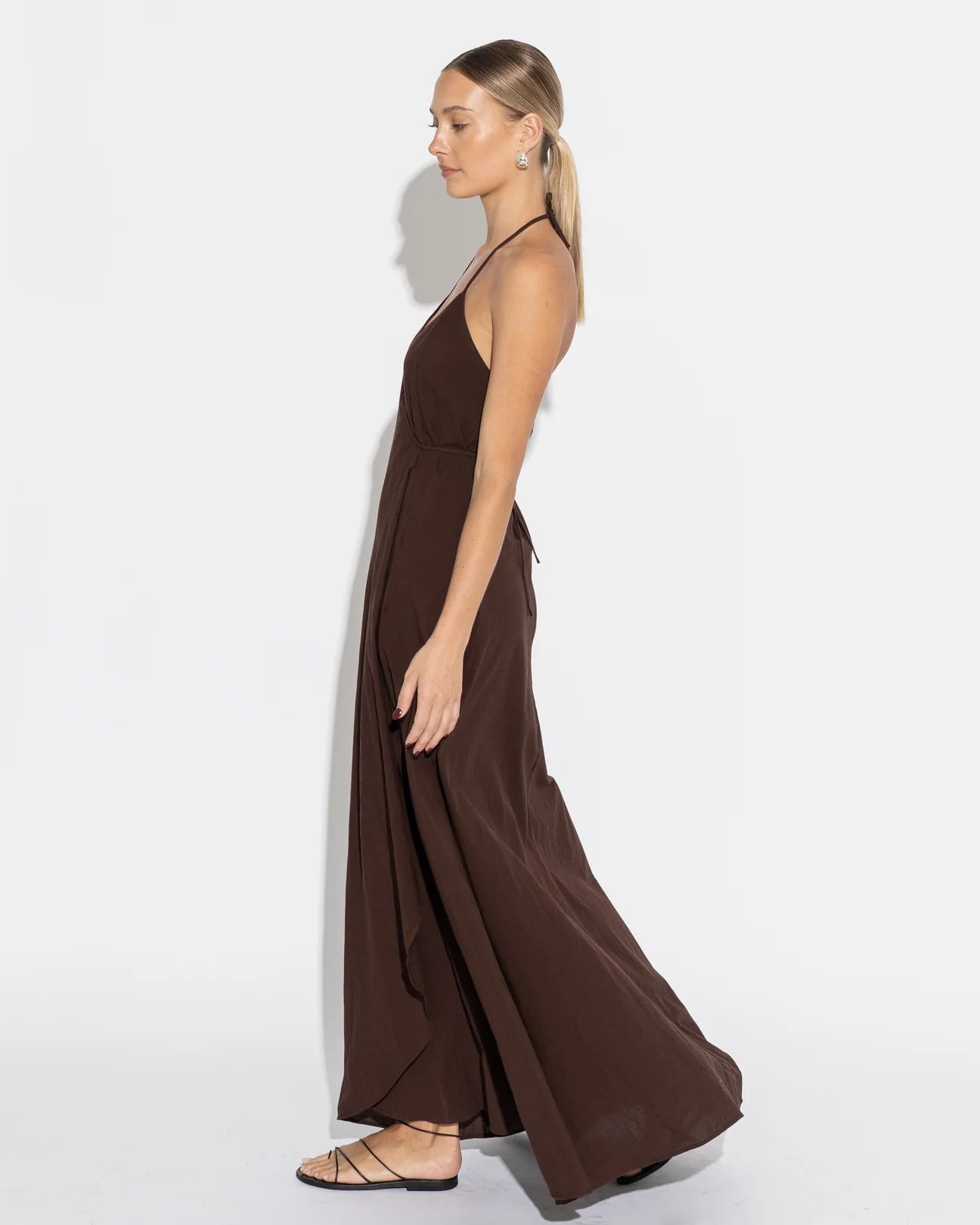 Caterina Halter Midi Dress - Cacao