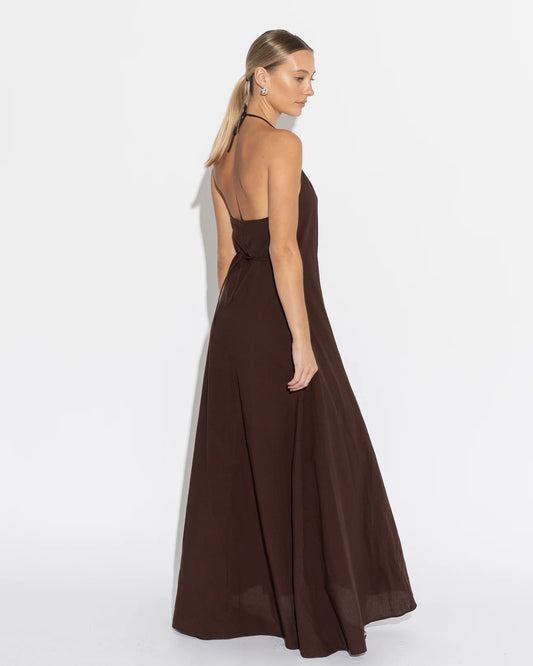 Caterina Halter Midi Dress - Cacao