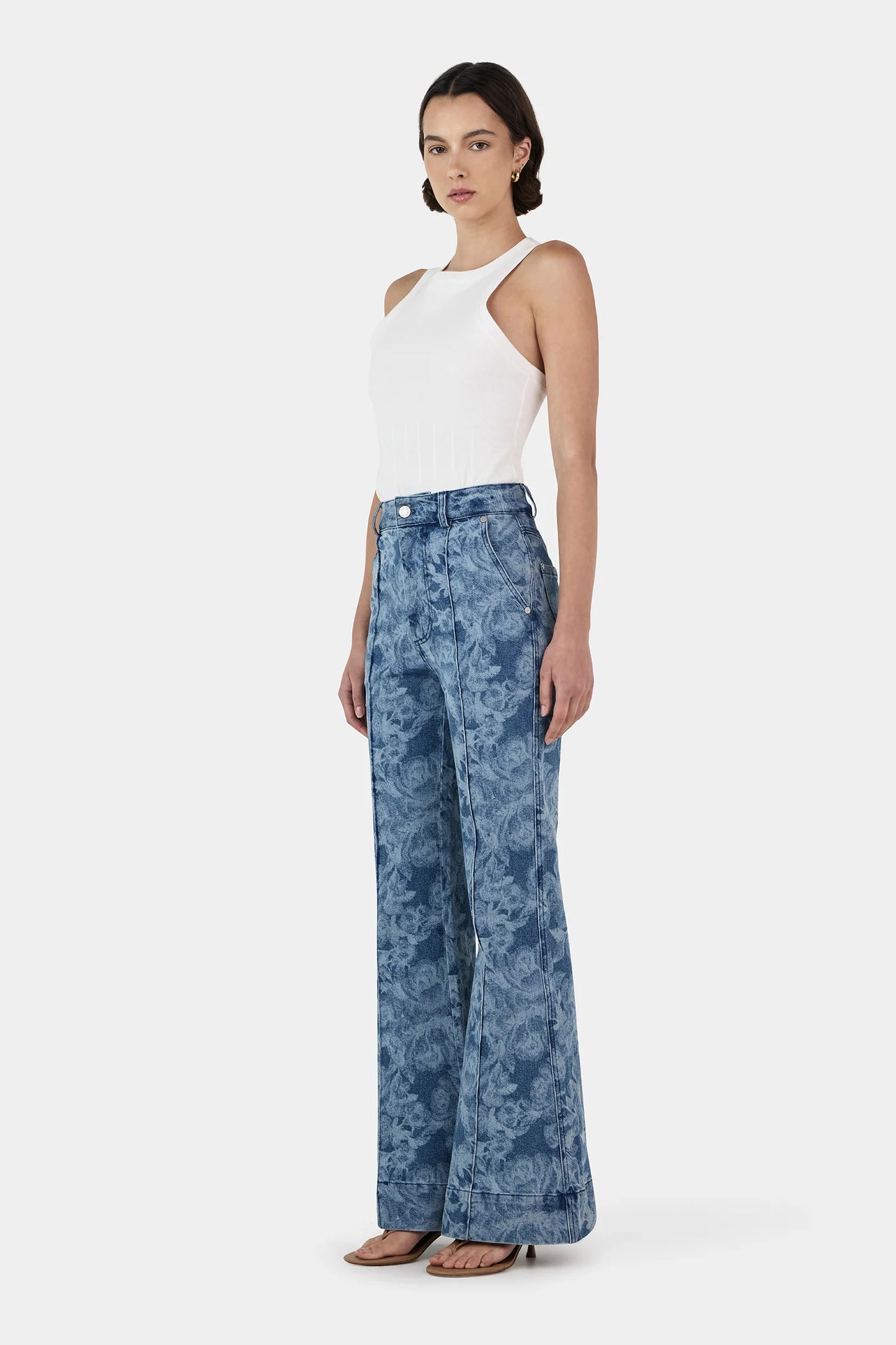 SUE WIDE LEG JEAN - INDIGO PAISLEY