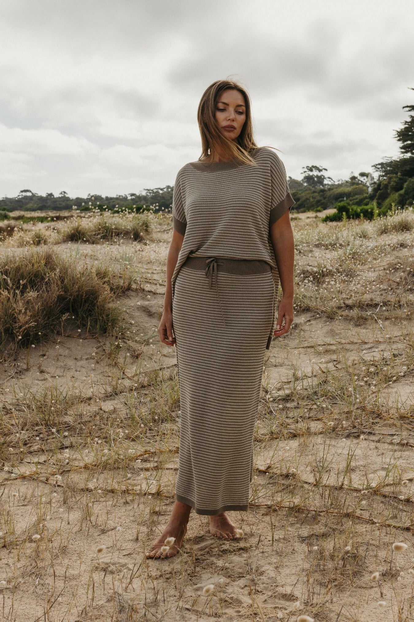 9SKF201 LATTICE SKIRT-KHAKIXGOLD