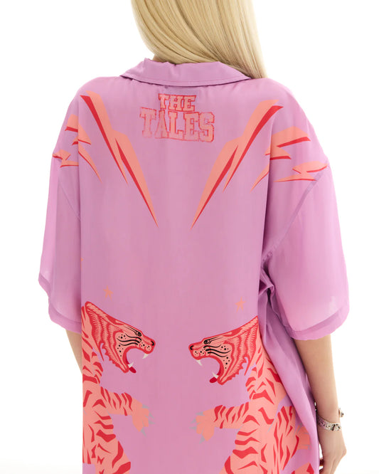 OSAKA TIGER SILK CAMP SHIRT DRESS