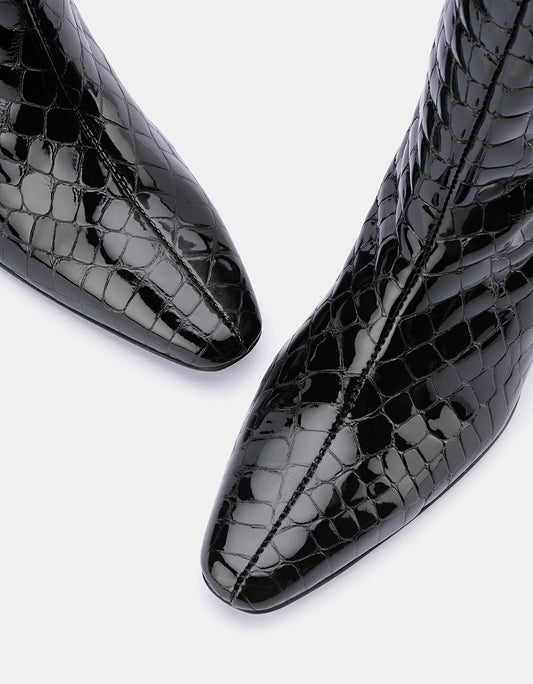 BETTINA BOOT - BLACK CROC