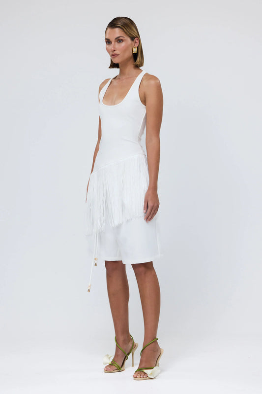 CHIARA RACER TASSLE TOP - IVORY