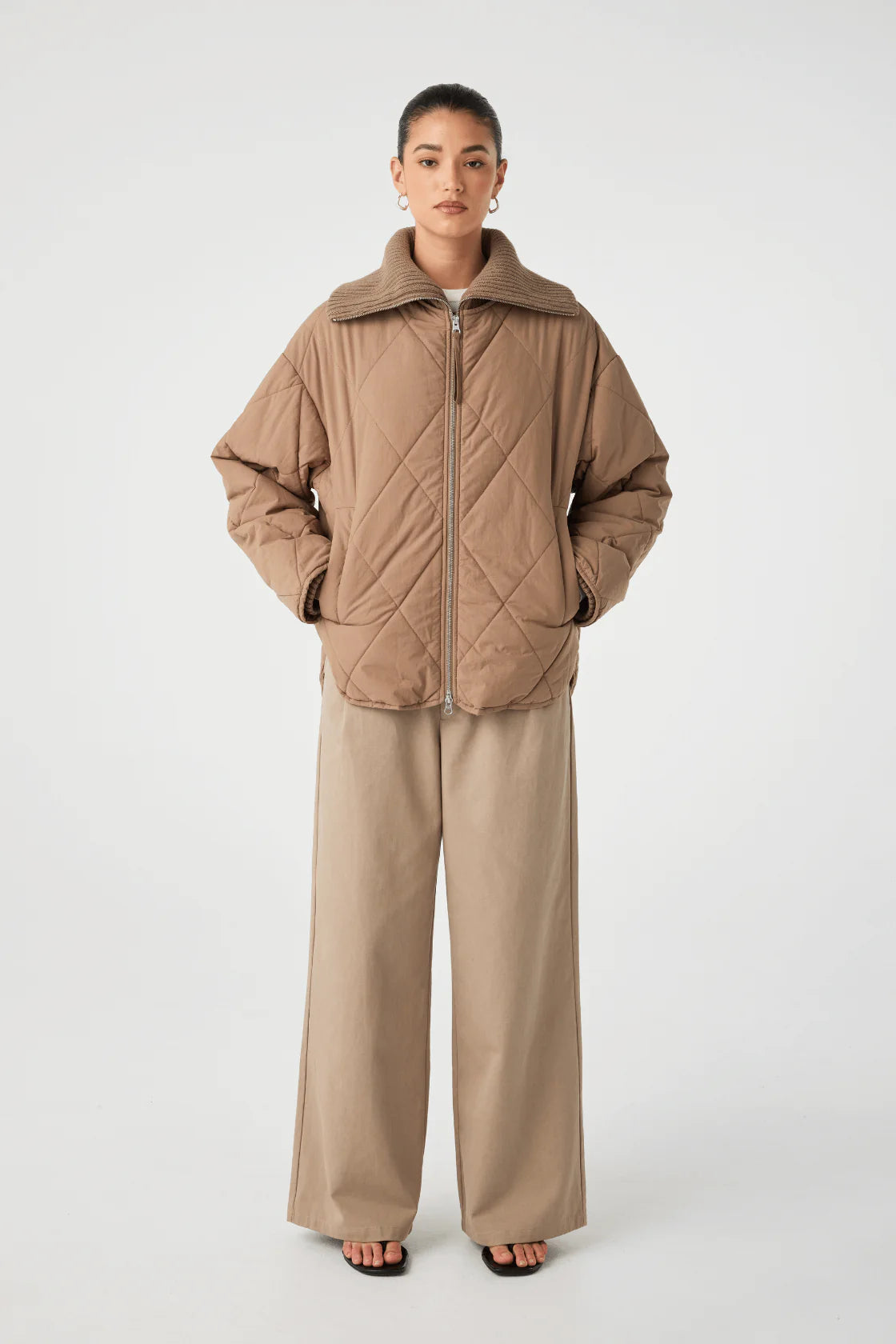 REECE QUILTED JACKET - TAUPE