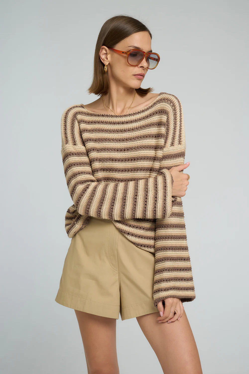 COLLECTIVA STRIPE KNIT TOP - EARTH STRIPE