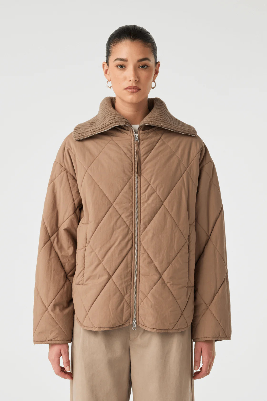 REECE QUILTED JACKET - TAUPE