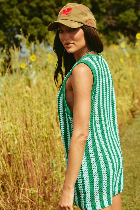 THE KNIT B-BALL SINGLET - GREEN
