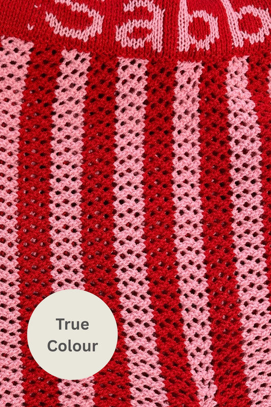 THE KNIT STRIPE BIKE PANTS - RED