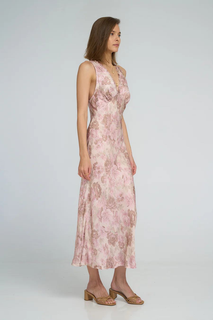 FEATHER SLIP DRESS - MONET FLORAL