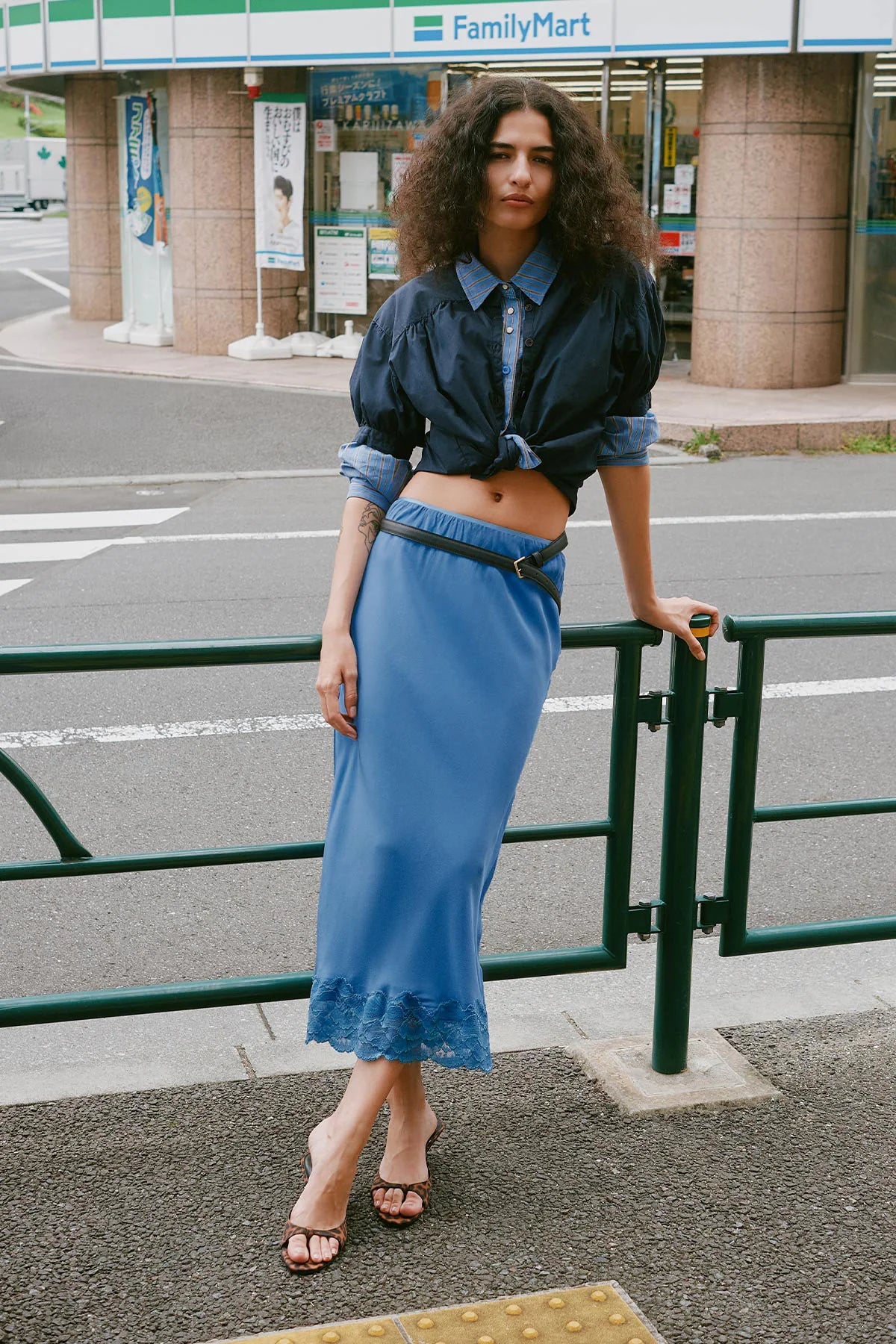 MARINA SILK MIDI SKIRT - CORNFLOWER