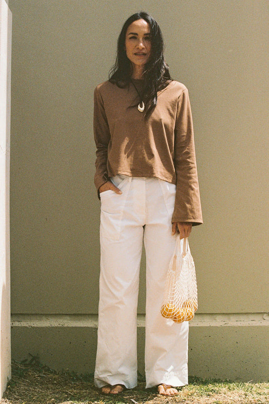 LONG SLEEVE FOX TEE - CAMEL