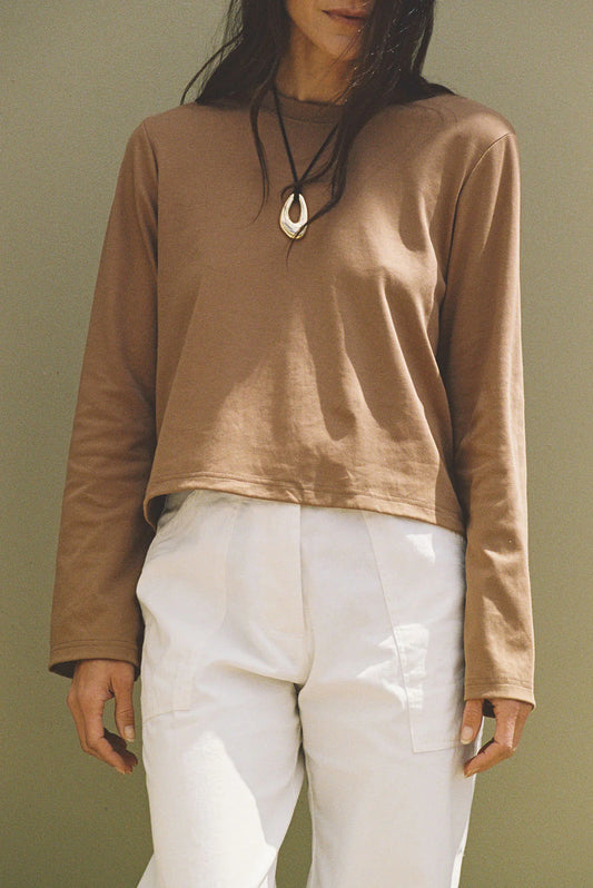 LONG SLEEVE FOX TEE - CAMEL