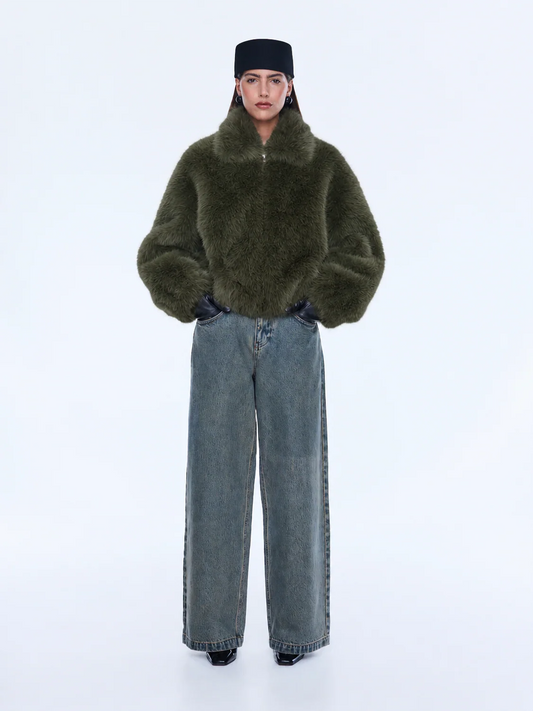 DAPHNE FAUX BOMBER OLIVE (EPAW26136-OLI)