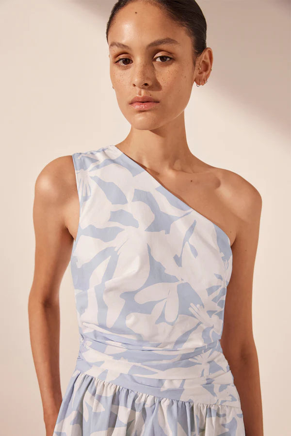 1245156 MAMOUNIA GATHERED MAXI DRESS - SKY/IVORY