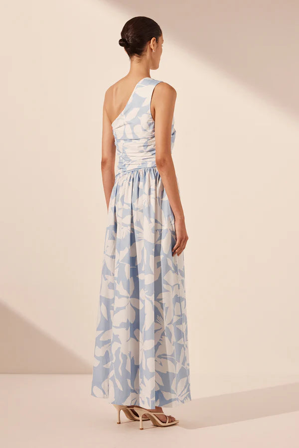 1245156 MAMOUNIA GATHERED MAXI DRESS - SKY/IVORY