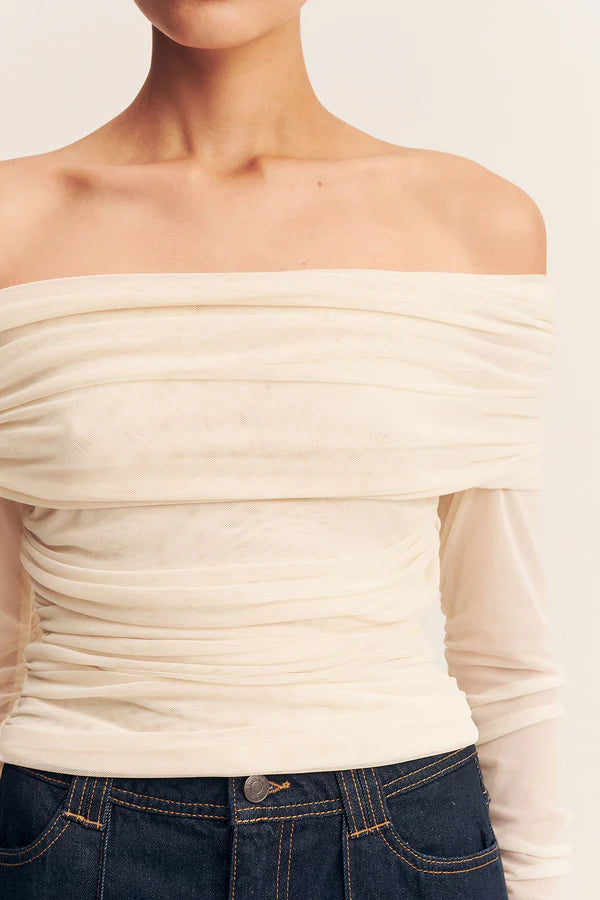 1242291 MIRA LONG SLEEVE OFF SHOULDER TOP - IVORY