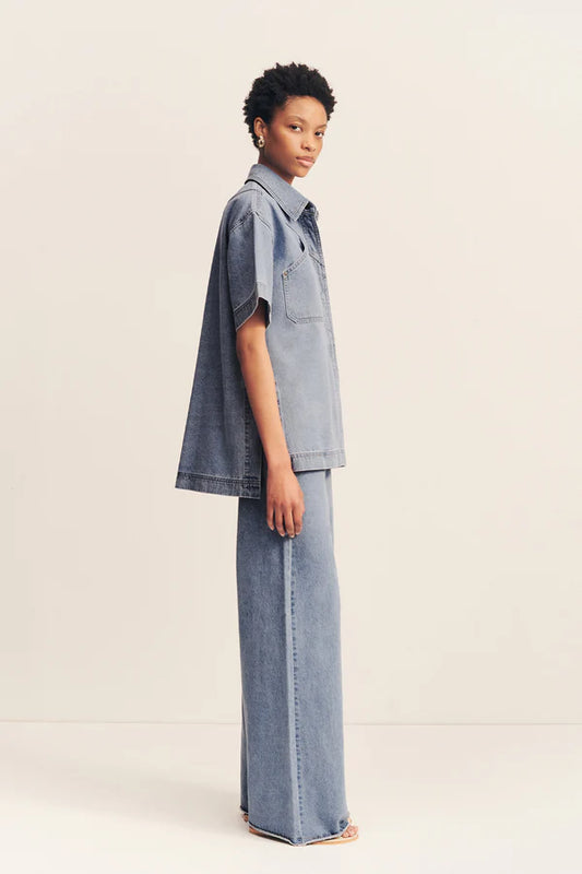 1244364 STELLA SHORT SLEEVE SHIRT - MID BLUE