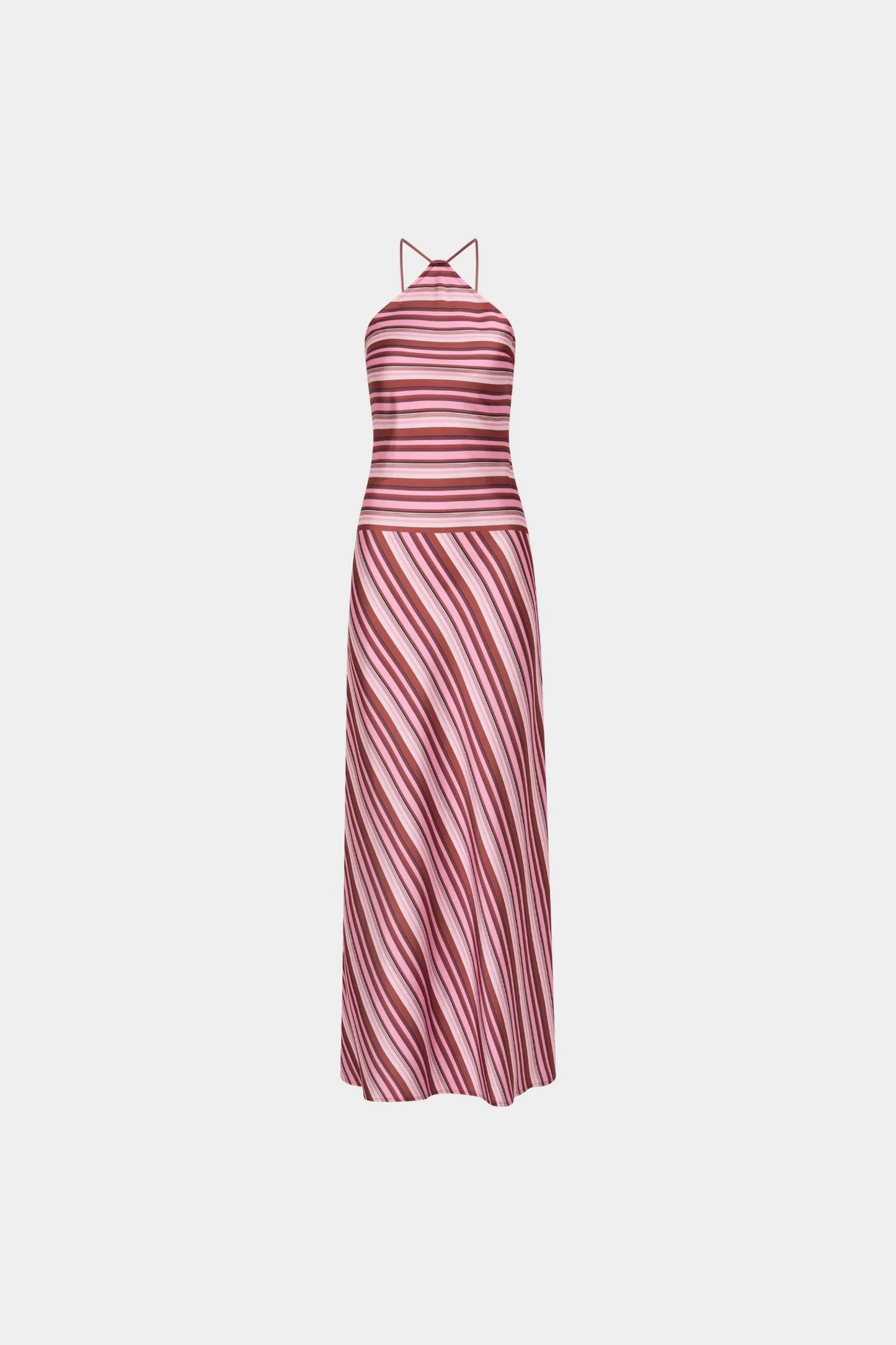 HALTER MAXI DRESS - MAGENTA STRIPE